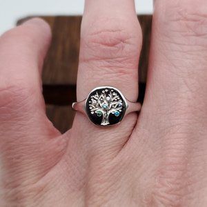 Size 6.25 925 Sterling Silver Family Tree Cubic Zirconia Ring